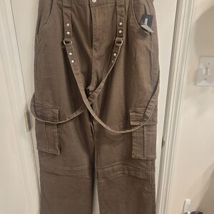 Hot Topic Women's Brown Cargo Pants with Straps